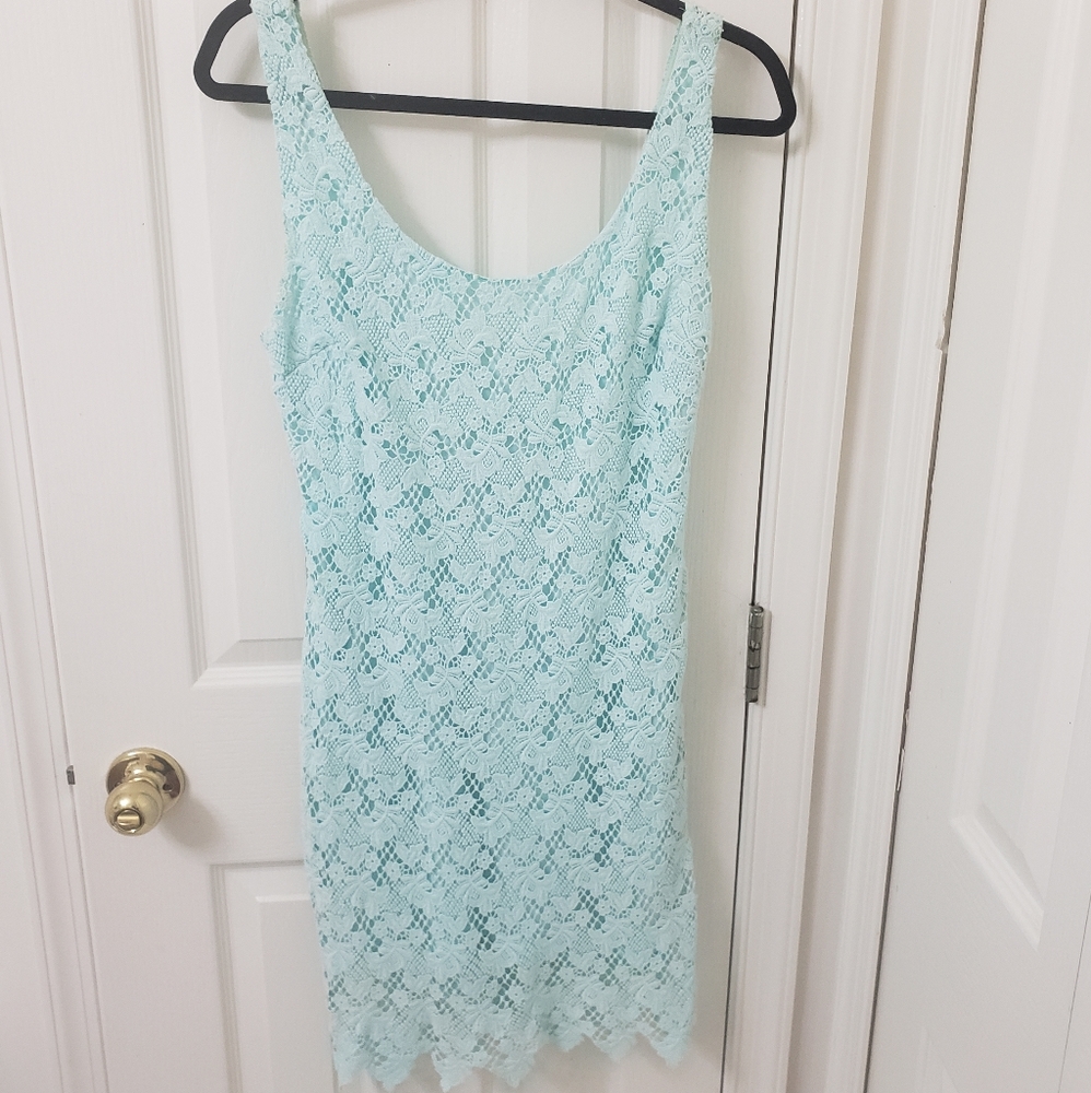 Zara Lace Aqua Midi Dress